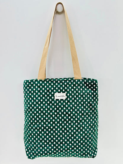 Bolsa Tote Bag Lunares Verde