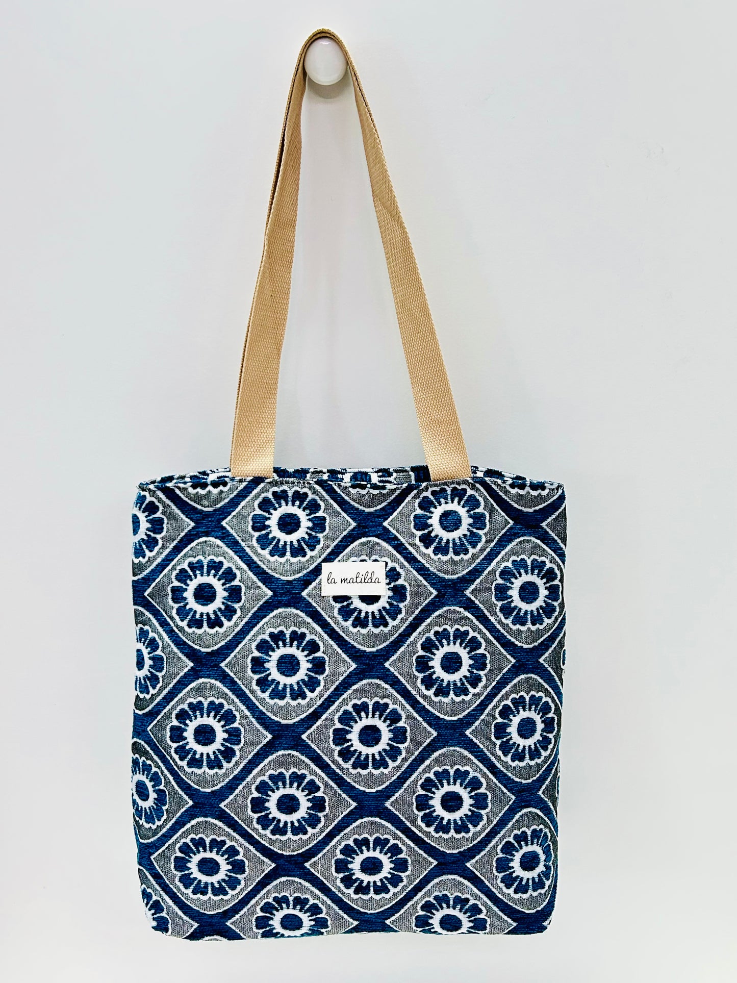 Bolsa Tote Bag Flor Azul Marino