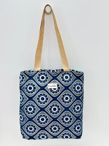 Bolsa Tote Bag Flor Azul Marino
