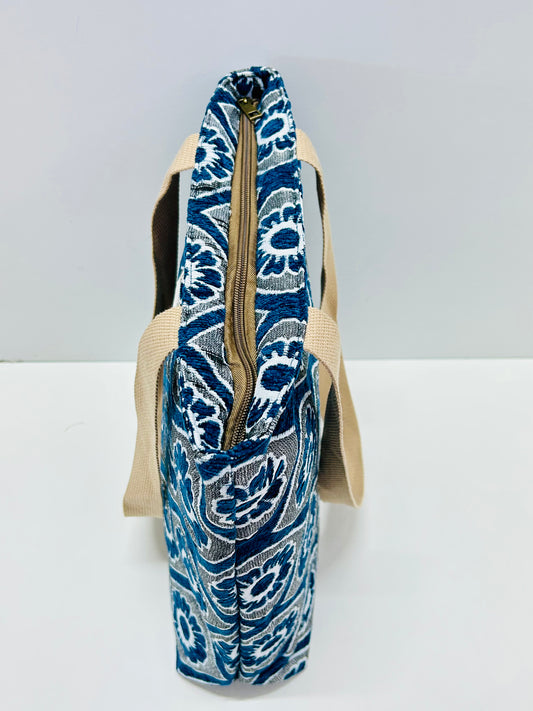 Bolsa Tote Bag Flor Azul Marino