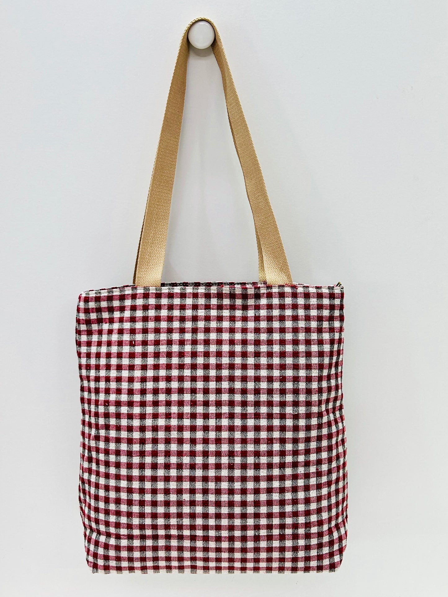 Bolsa Tote Bag Gingham Rojo-Negro