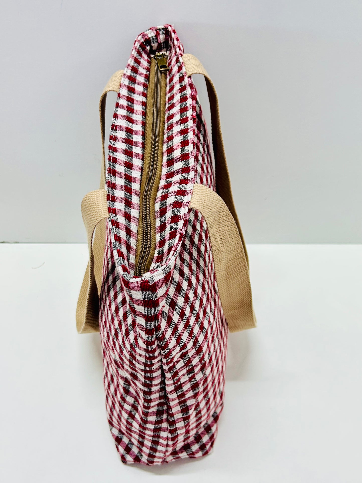 Bolsa Tote Bag Gingham Rojo-Negro