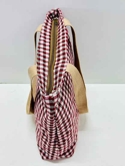 Bolsa Tote Bag Gingham Rojo-Negro