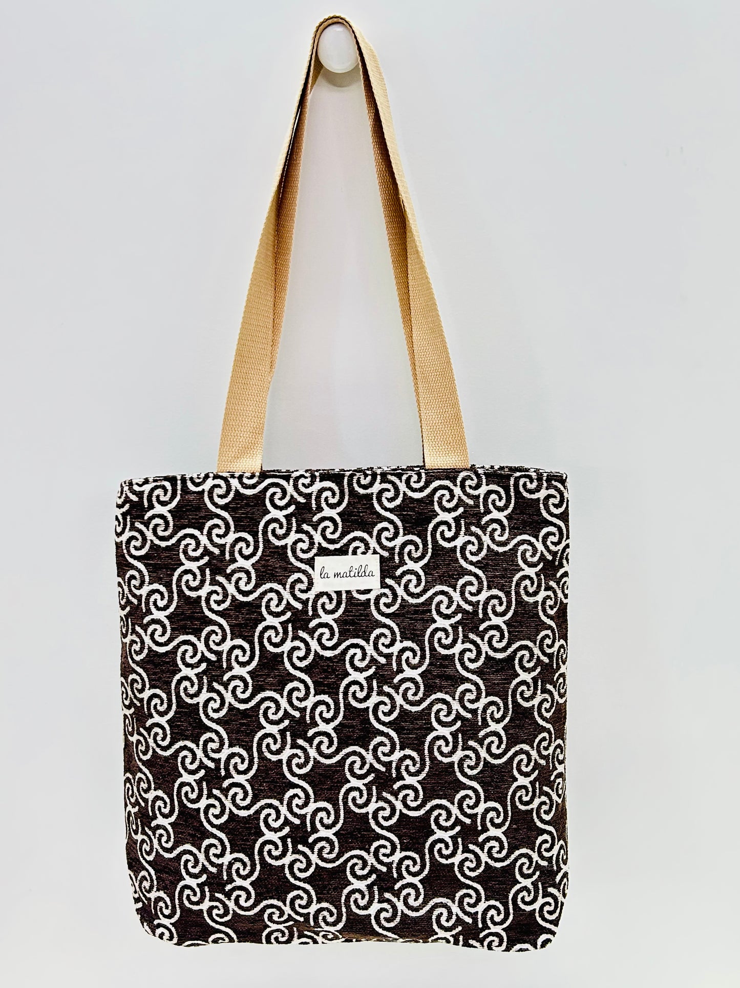 Bolsa Tote Bag Marrón Hilo Plata