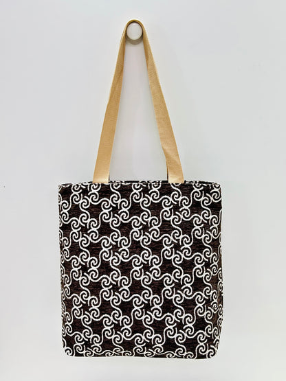 Bolsa Tote Bag Marrón Hilo Plata