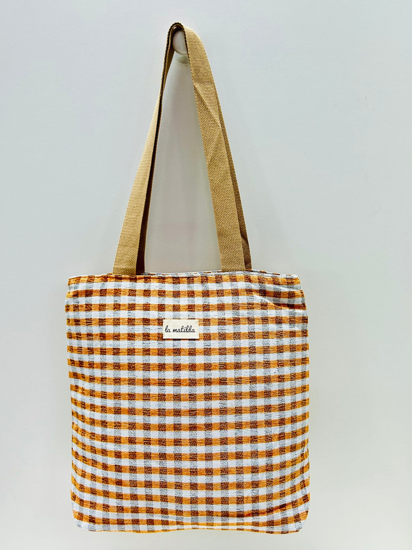Bolsa Tote Bag Gingham Mostaza