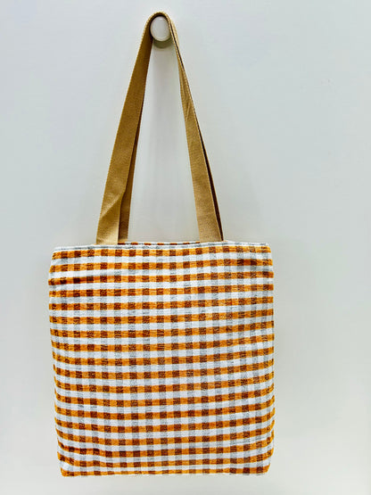 Bolsa Tote Bag Gingham Mostaza
