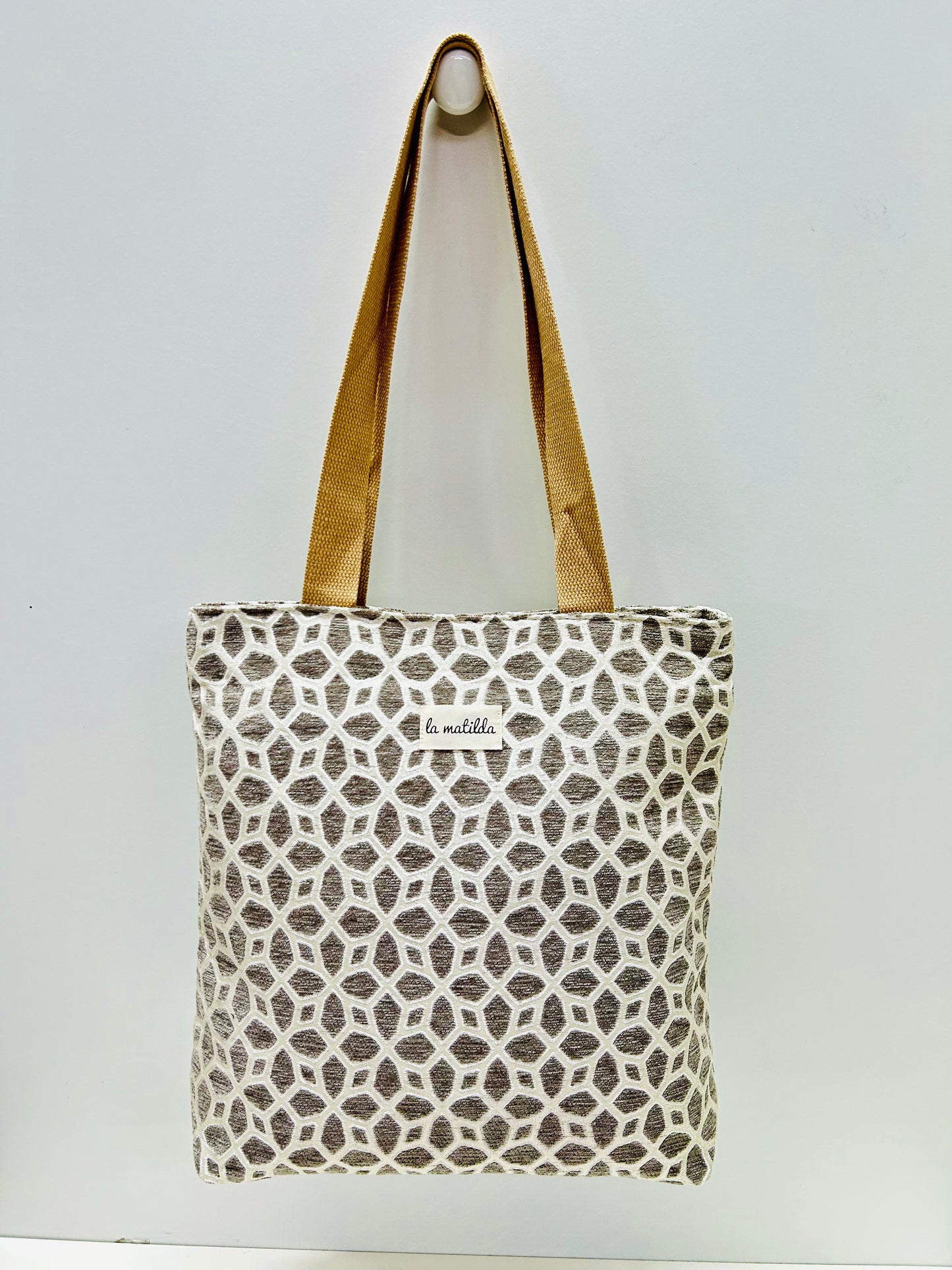 Bolsa Tote Bag Gris Hilo Plata