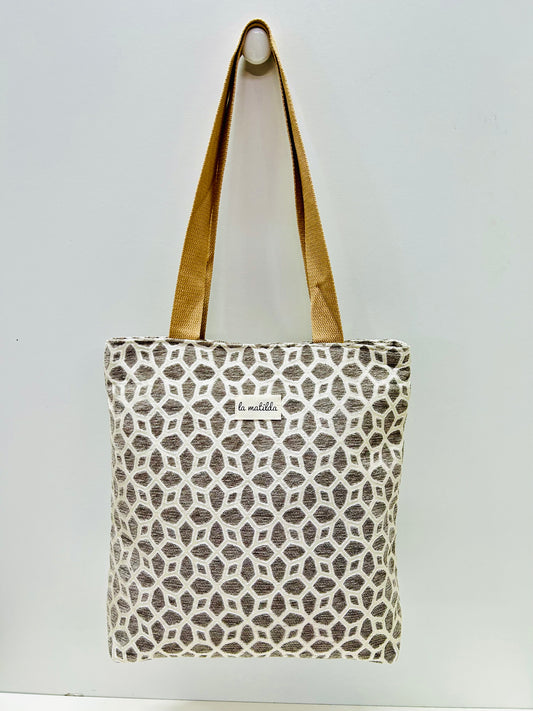 Bolsa Tote Bag Gris Hilo Plata