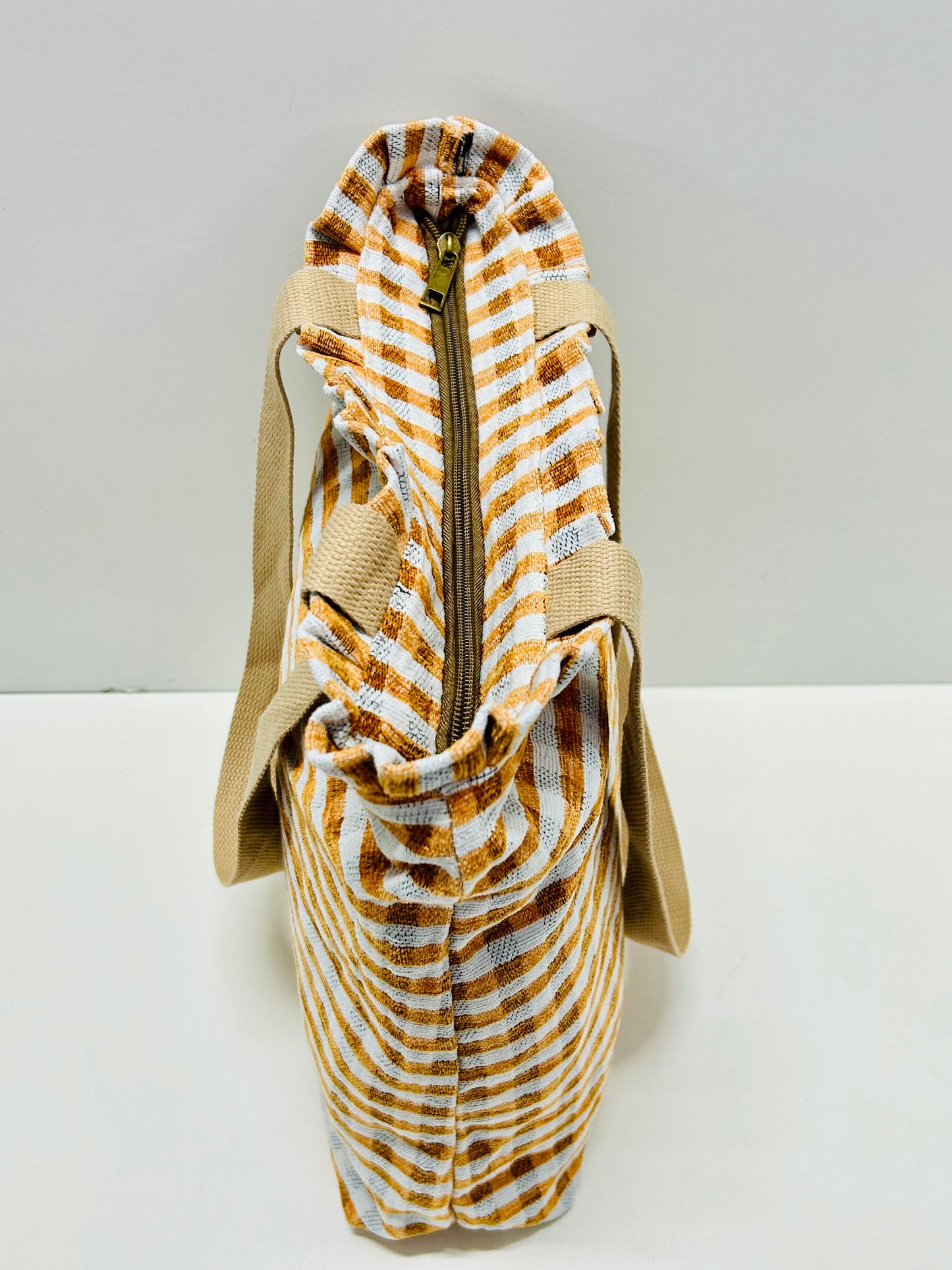 Bolsa Tote Bag Volantes Gingham Mostaza