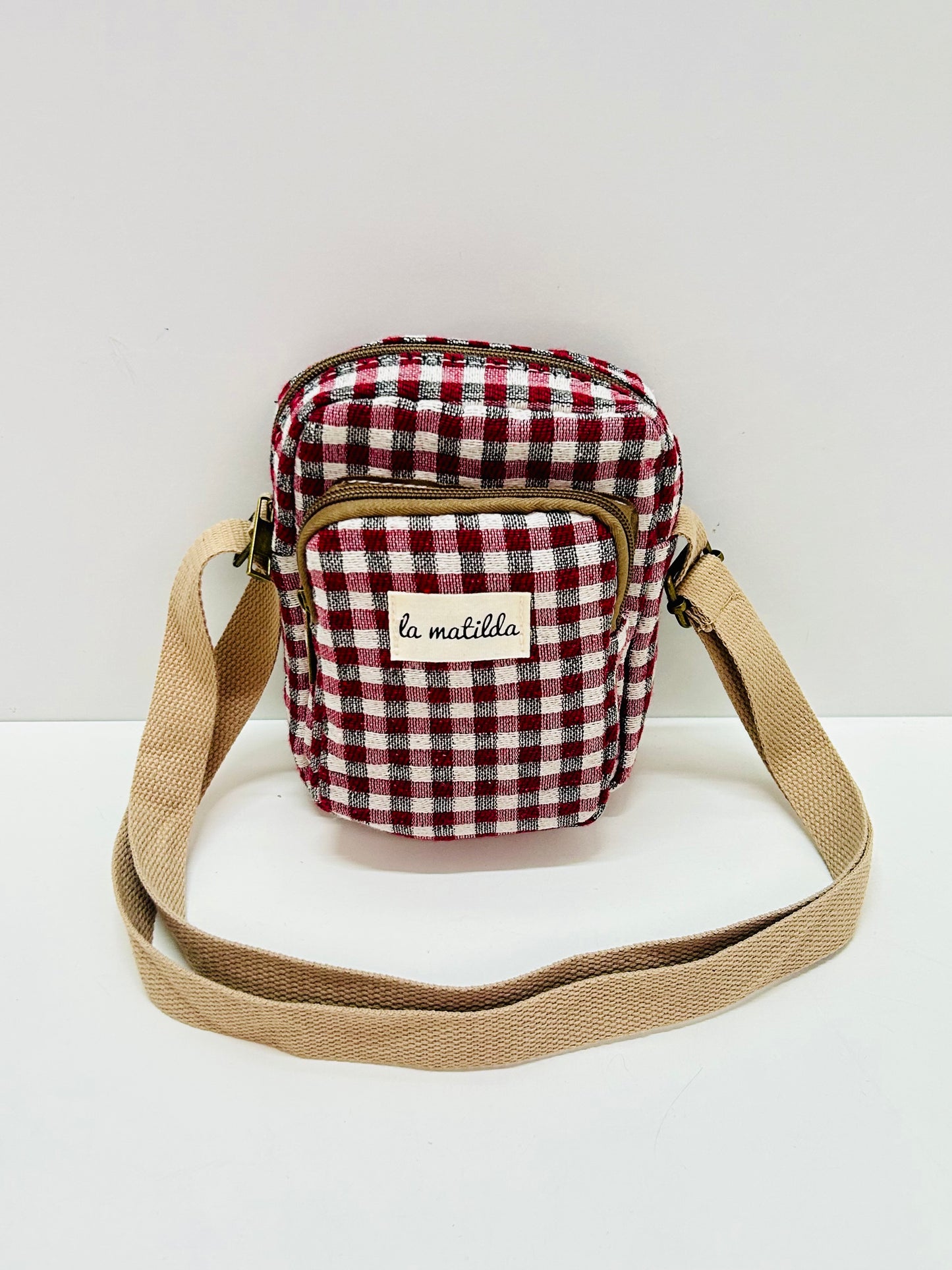 Bolso Cuelga Móvil Ghingham Rojo-Negro