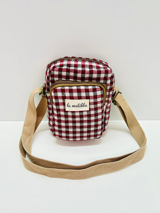Bolso Cuelga Móvil Ghingham Rojo-Negro