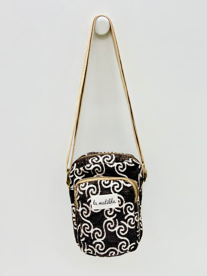 Bolso Cuelga Móvil marrón Hilo Plata