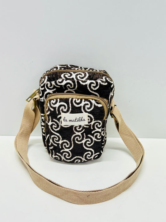 Bolso Cuelga Móvil marrón Hilo Plata