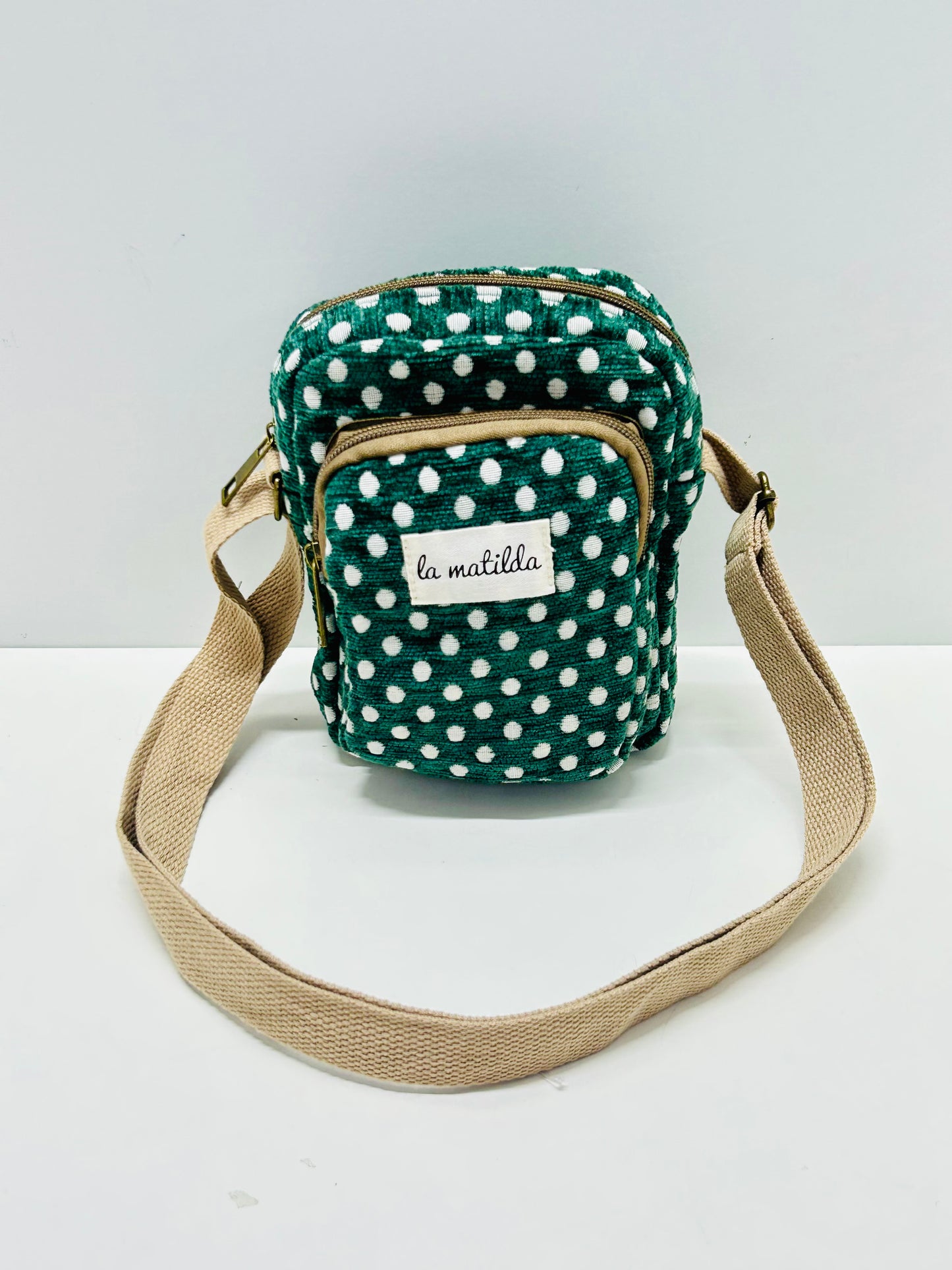 Bolso Cuelga Móvil Lunares Verde