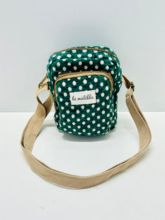 Bolso Cuelga Móvil Lunares Verde
