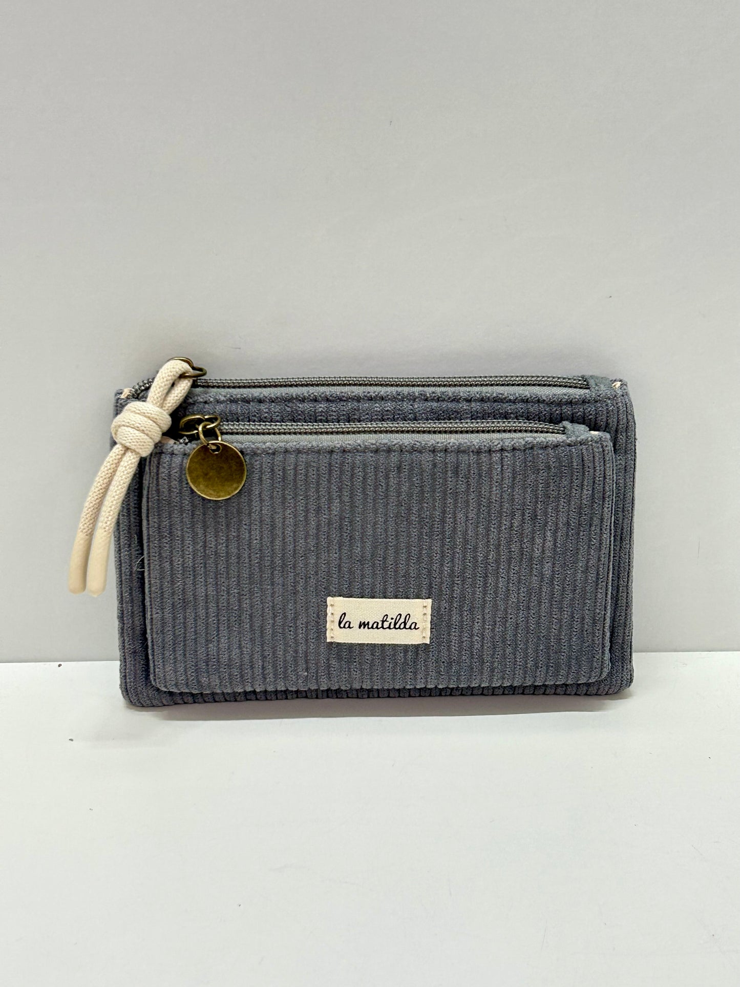 Monedero doble compartimento Pana Antracita