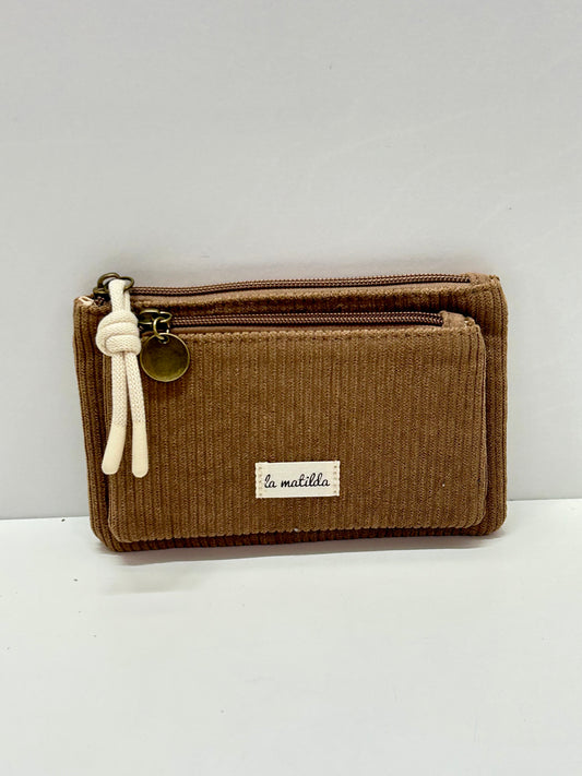 Monedero doble compartimento Pana Marrón Tostado
