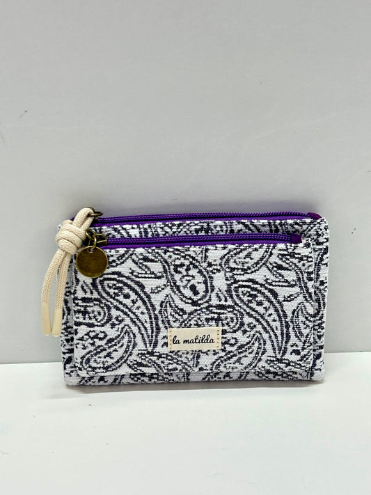 Monedero doble compartimento Hojas Morado