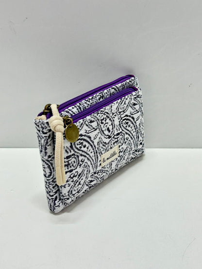 Monedero doble compartimento Hojas Morado