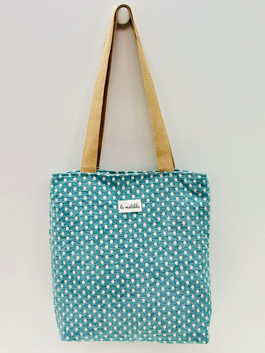 Bolsa Tote Bag Lunares Celeste