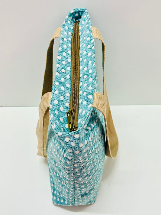 Bolsa Tote Bag Lunares Celeste