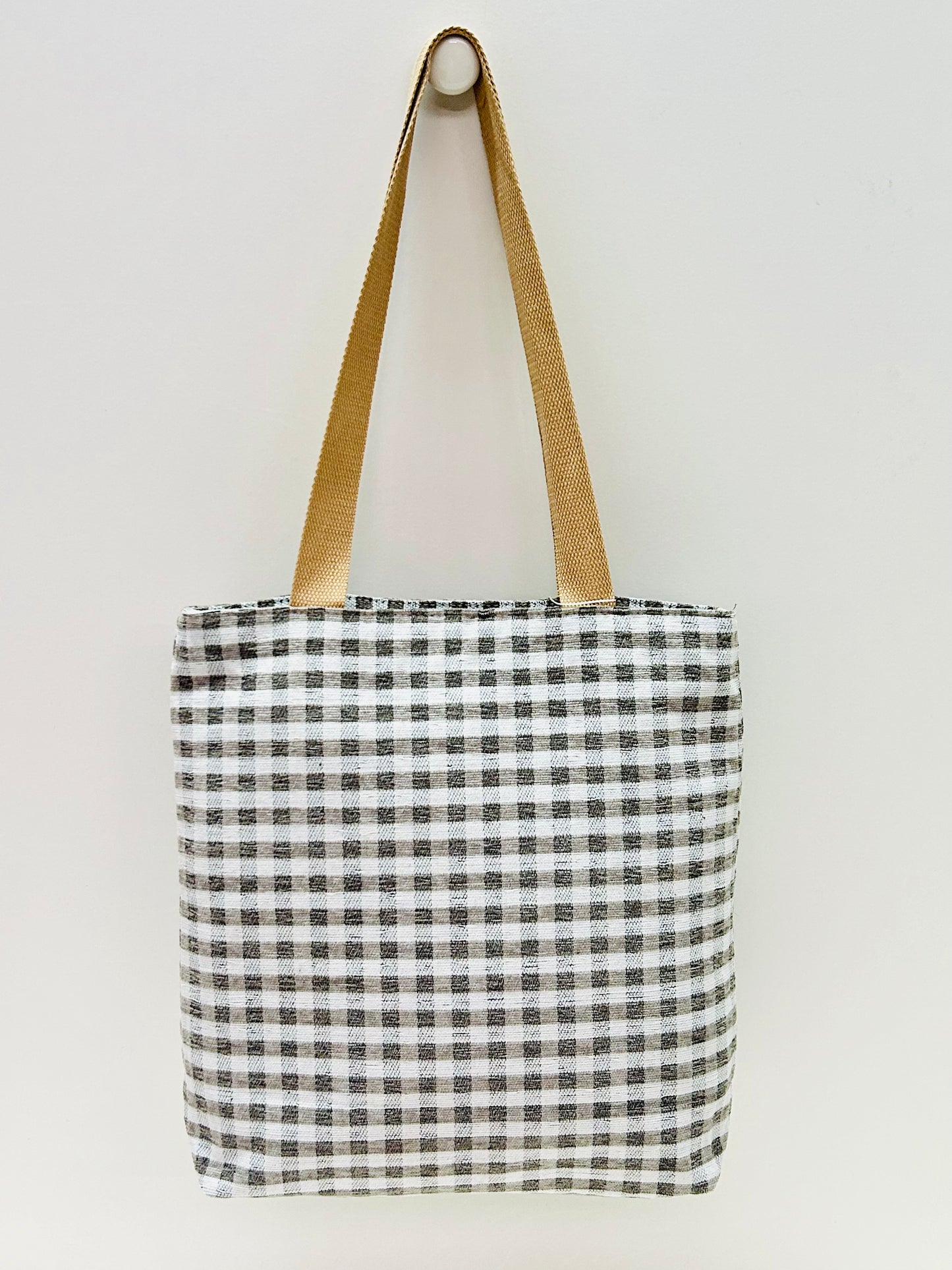 Bolsa Tote Bag Gingham Gris-Gris