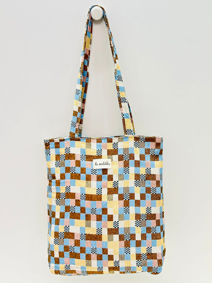 Bolsa Tote Bag Cuadros Tostado