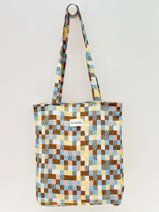 Bolsa Tote Bag Cuadros Tostado