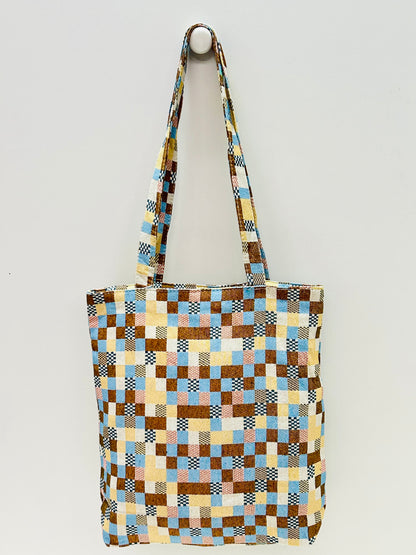 Bolsa Tote Bag Cuadros Tostado