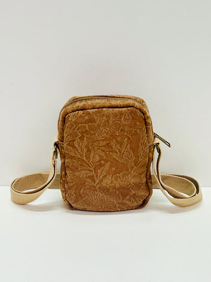 Bolso Cuelga Móvil Tostado Flor