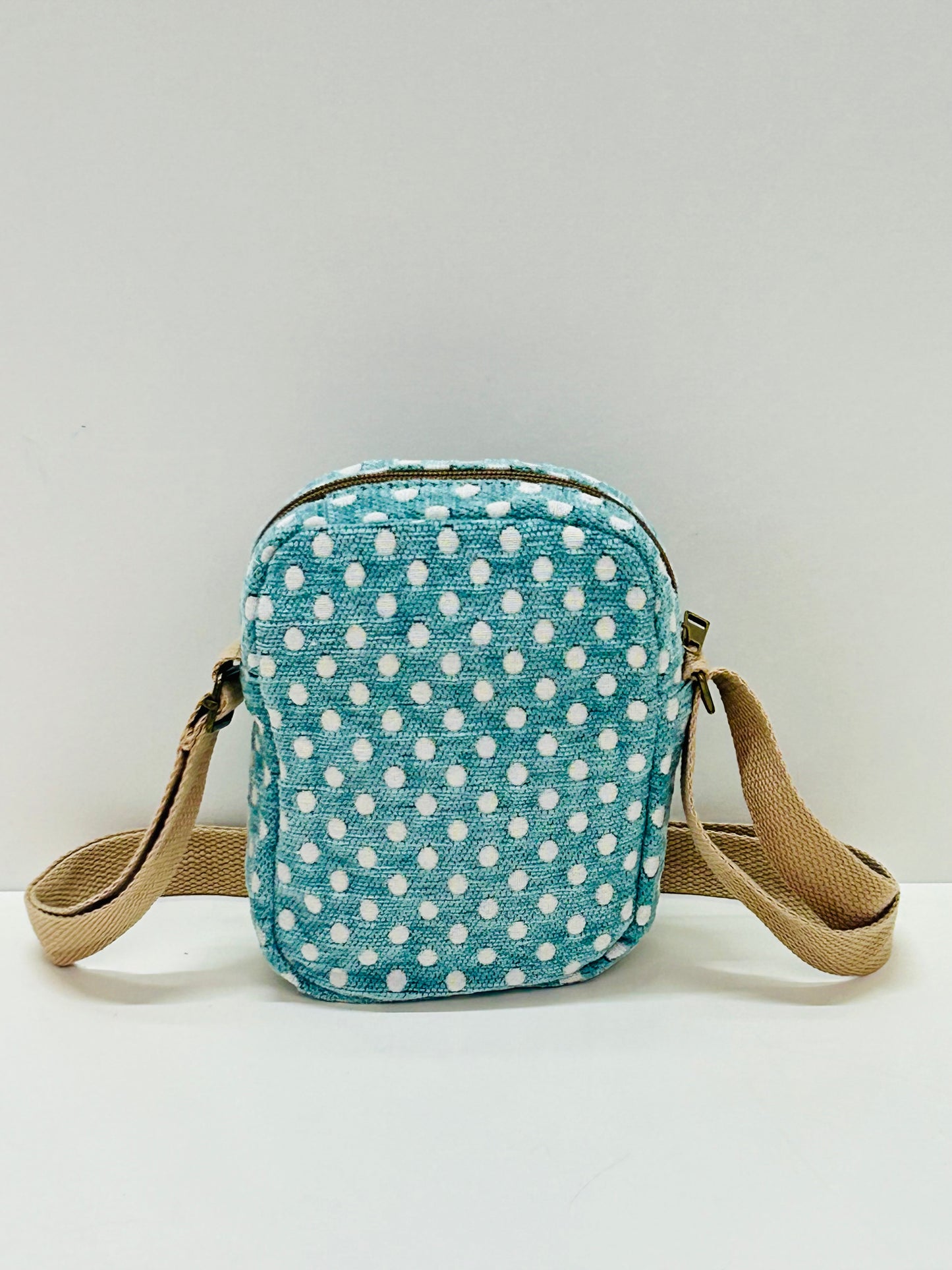 Bolso Cuelga Móvil Lunares Celeste