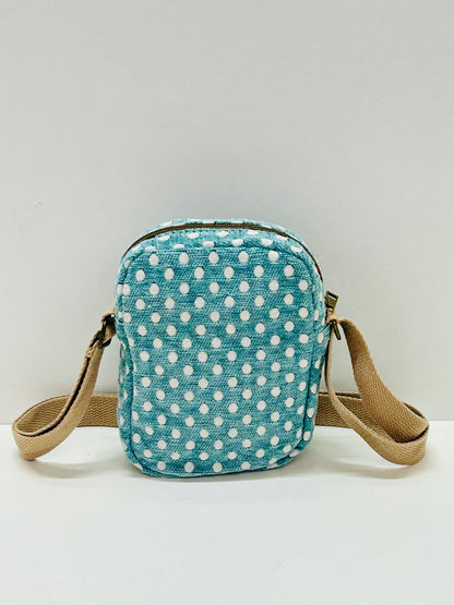 Bolso Cuelga Móvil Lunares Celeste