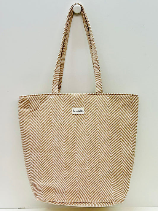 Bolsa Tote Bag Grande Espiga Beige