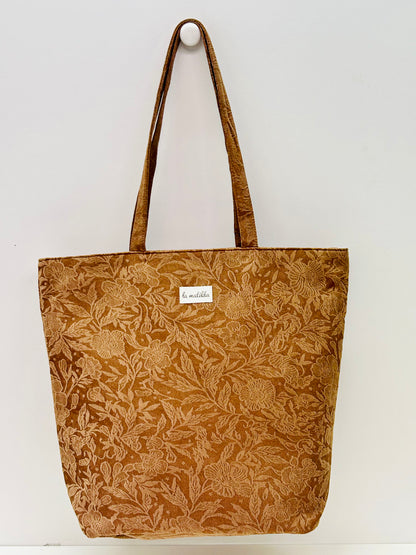 Bolsa Tote Bag Grande Tostado Flor