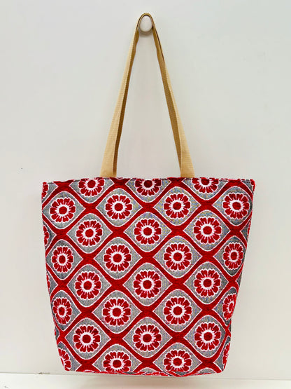 Bolsa Tote Bag Grande Flor Roja