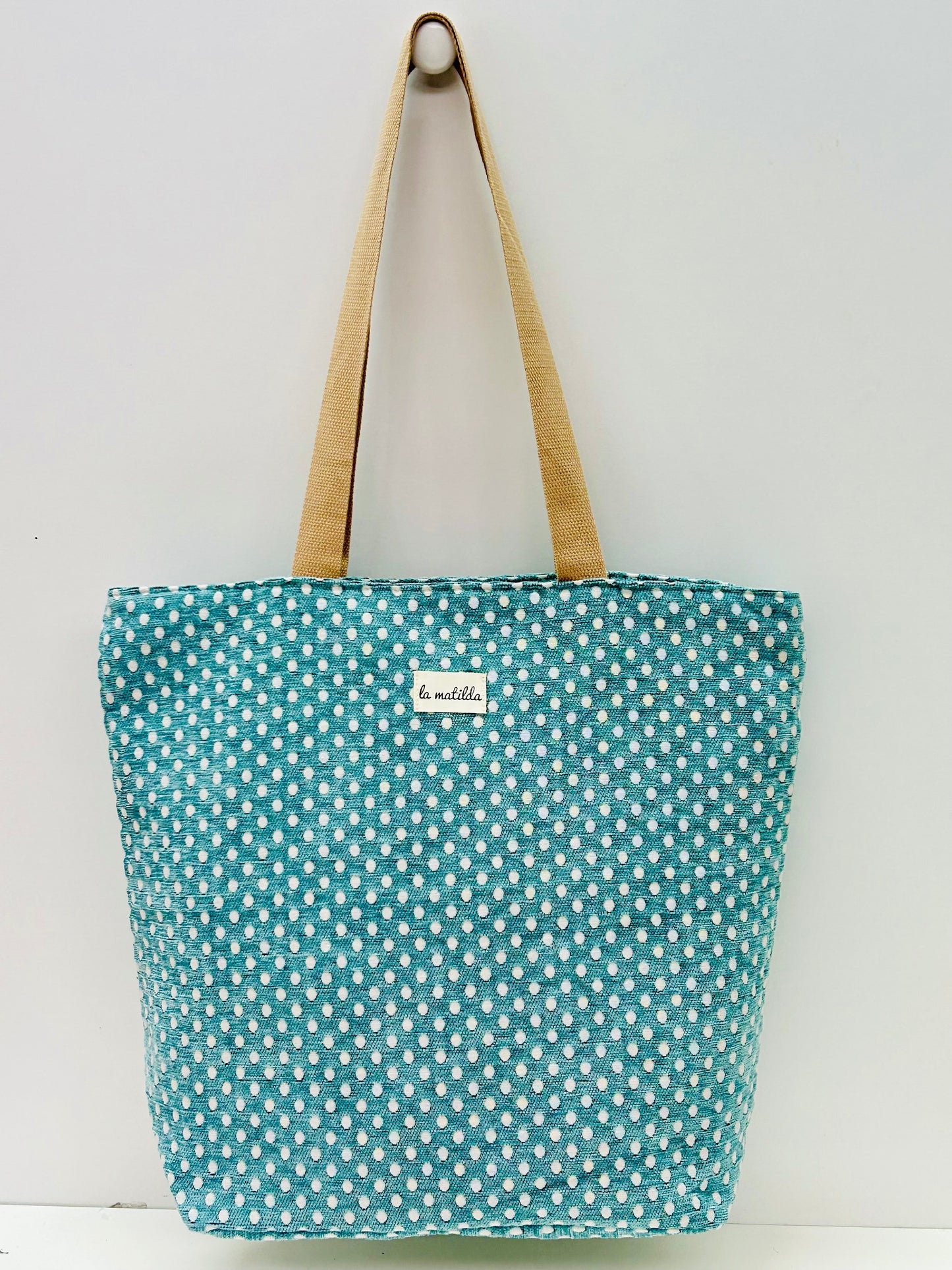 Bolsa Tote Bag Grande Lunares Celeste