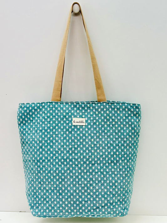 Bolsa Tote Bag Grande Lunares Celeste
