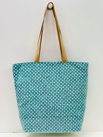 Bolsa Tote Bag Grande Lunares Celeste