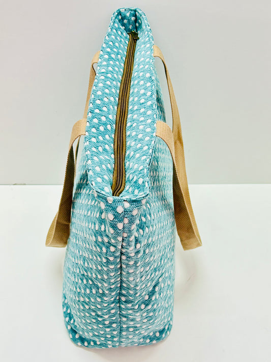 Bolsa Tote Bag Grande Lunares Celeste