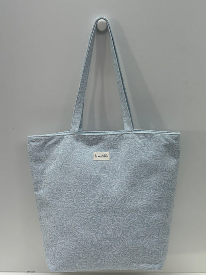 Bolsa Tote Bag Grande Celeste Flor
