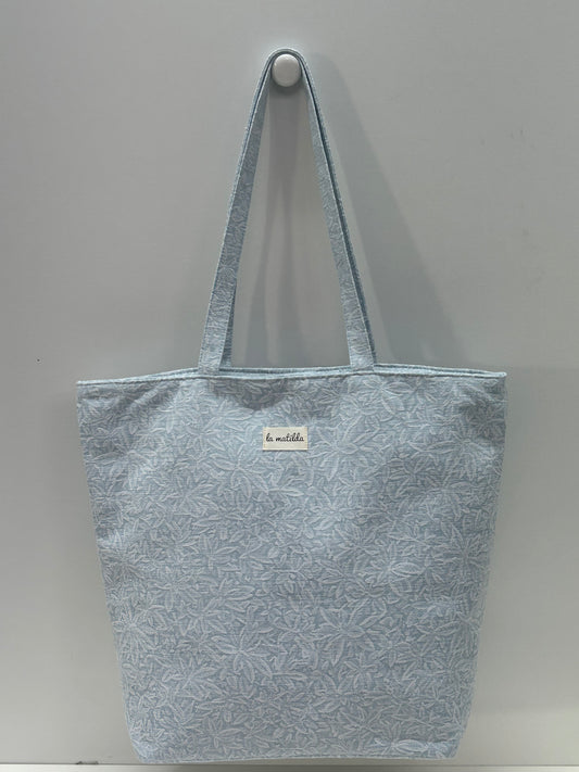 Bolsa Tote Bag Grande Celeste Flor
