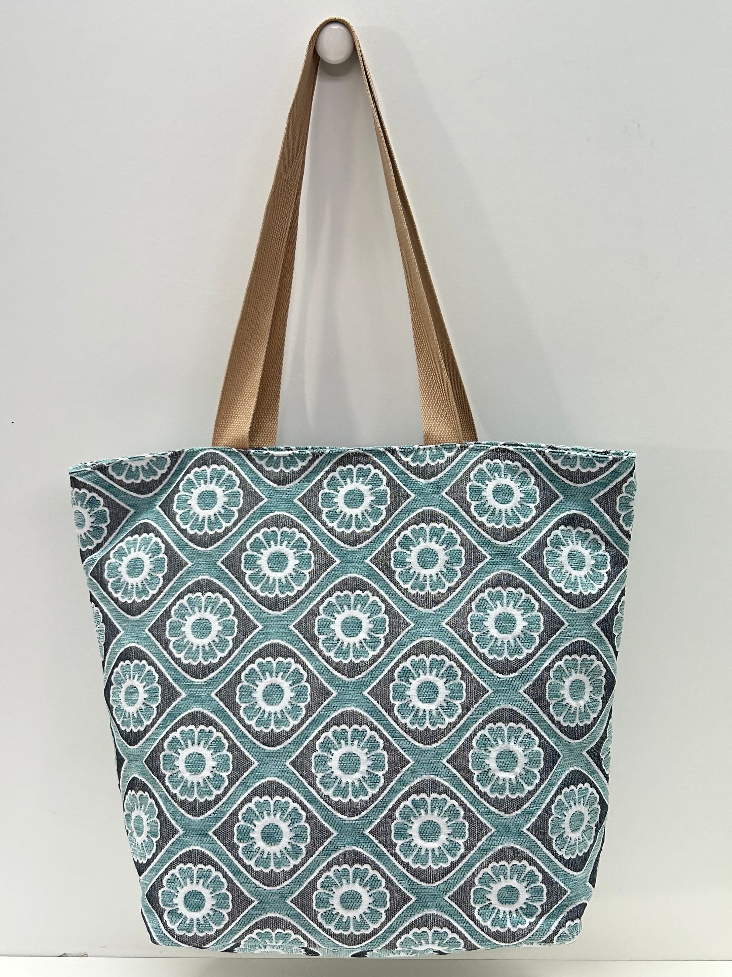 Bolsa Tote Bag Grande Flor Celeste