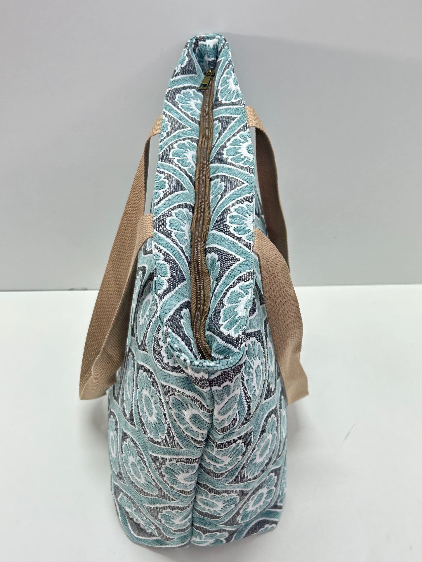 Bolsa Tote Bag Grande Flor Celeste