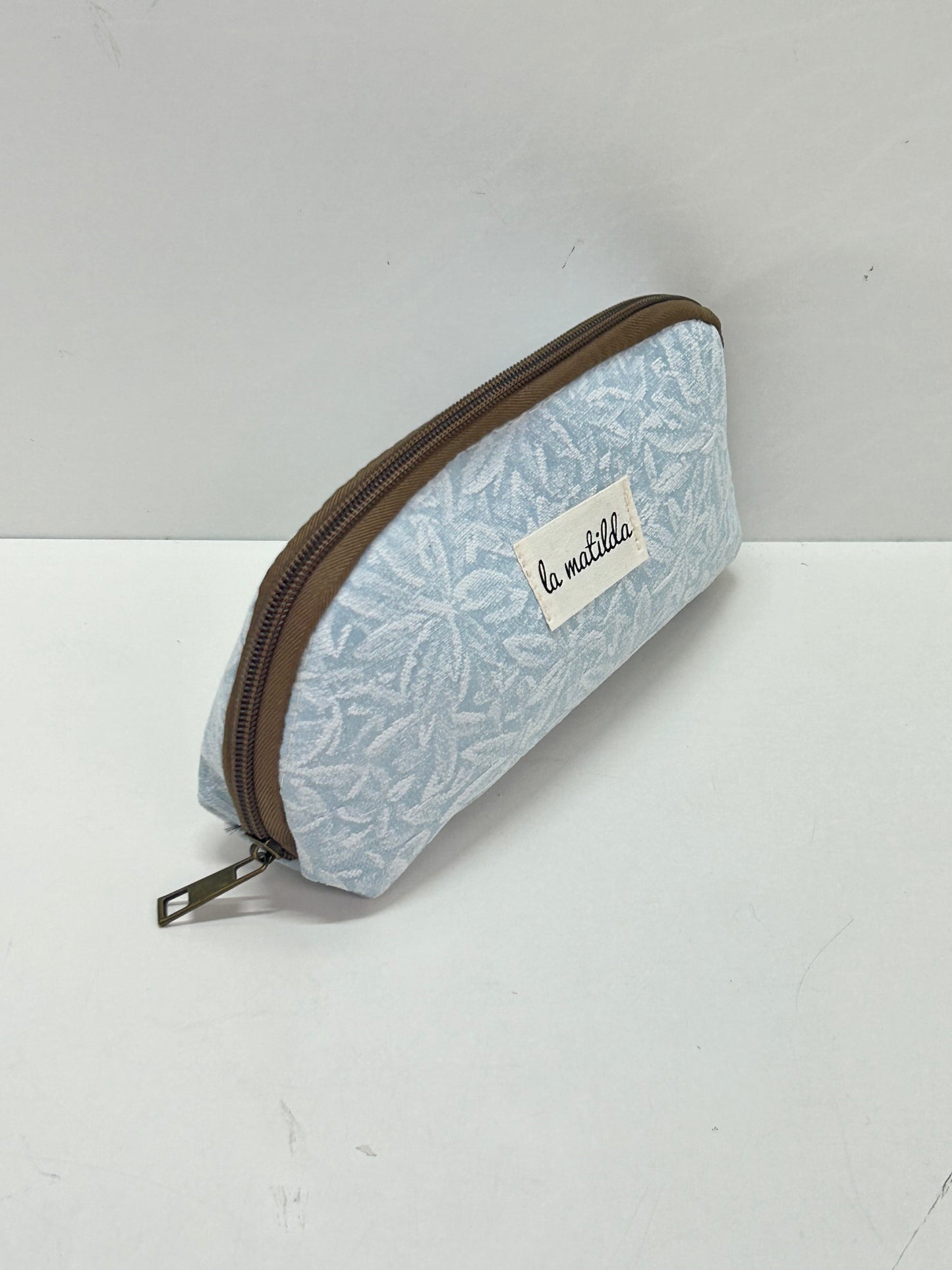 Portatodo sin asa azul celeste Unicolor Flores