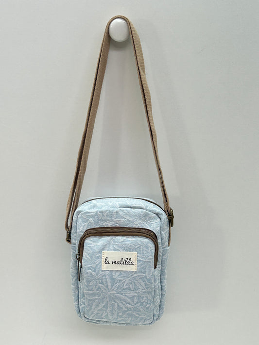 Bolso Cuelga Móvil Celeste Flor