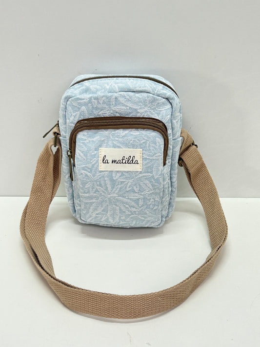 Bolso Cuelga Móvil Celeste Flor