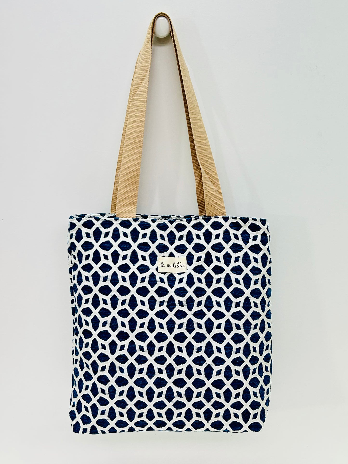 Bolsa Tote Bag Azul Hilo Plata
