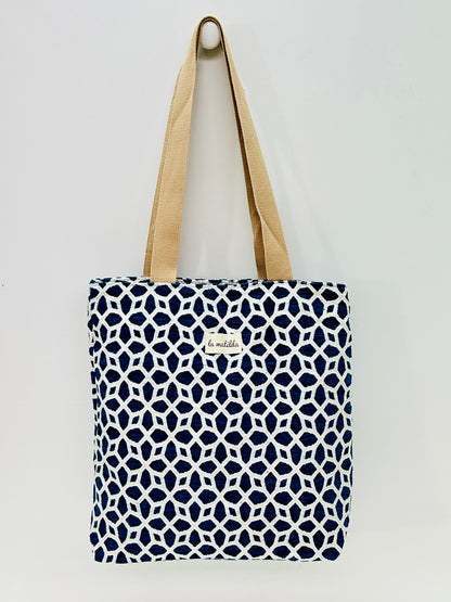 Bolsa Tote Bag Azul Hilo Plata