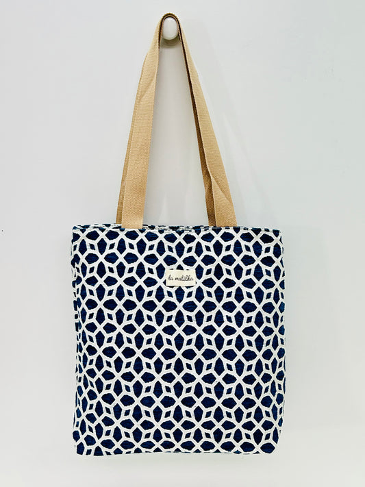 Bolsa Tote Bag Azul Hilo Plata